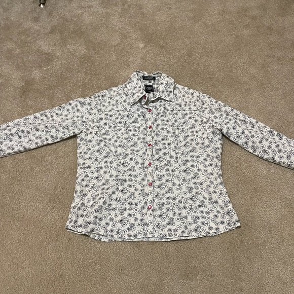 Cruel Girl Black and White Floral Button Down Shirt - Picture 1 of 3